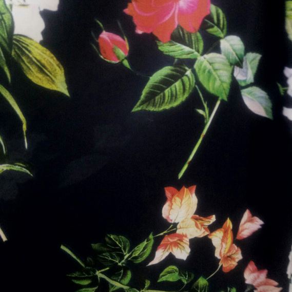 Тканина атлас шовк-сатин Armani V-5/2 розалія темно синя, Квітковий, фото 2 Тканина атлас шовк-сатин Armani V-5/2 розалія темно синя, Квітковий, фото 2