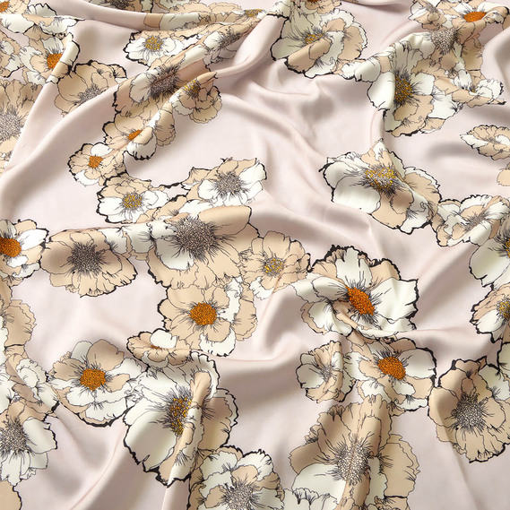 Тканина атлас шовк-сатин Armani V-8/1 квітковий вальс пастель, Квітковий, фото 2 Тканина атлас шовк-сатин Armani V-8/1 квітковий вальс пастель, Квітковий, фото 2