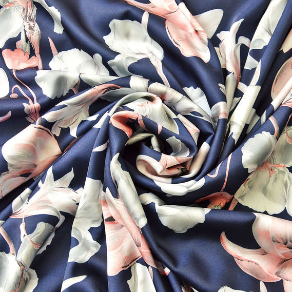 Ткань атлас шелк-сатин Armani V-13/2 Глорія темно синій, фото 1
