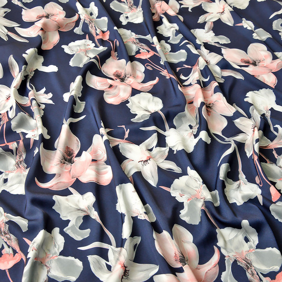 Ткань атлас шелк-сатин Armani V-13/2 Глорія темно синій, фото 2