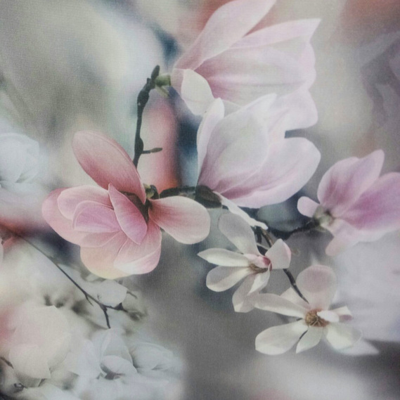 Ткань атлас шелк-сатин Armani V-14/1 яблуневий цвіт сірий, фото 2