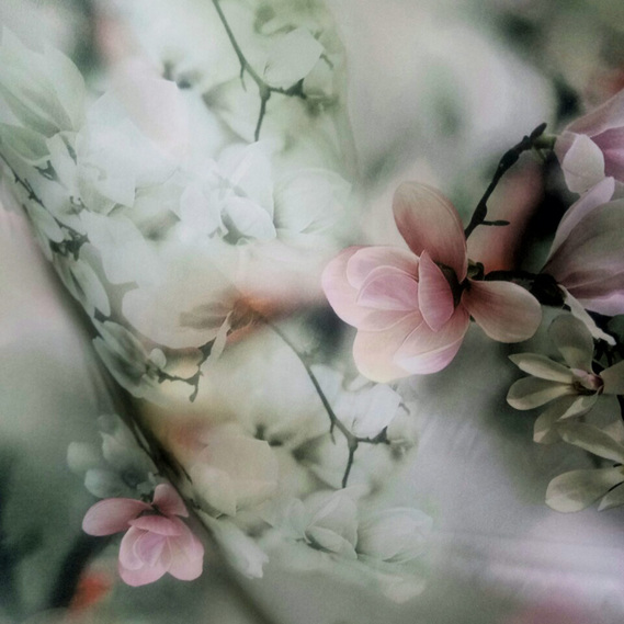 Тканина атлас шовк-сатин Armani V-14/2 яблуневий цвіт олива, фото 3