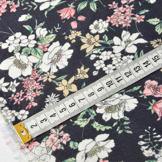 Шифон принт V-205/2 польові квіти чорний, фото 3