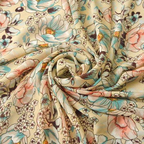 Шифон принт V-206/2 польові квіти креш, фото 1