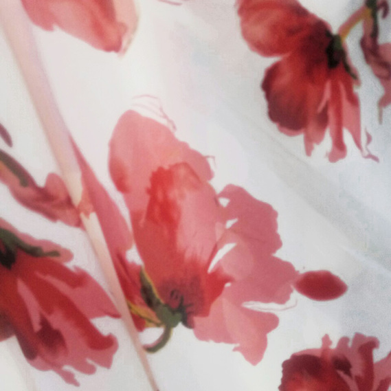 Шифон принт V-202/2 маки біла, фото 2