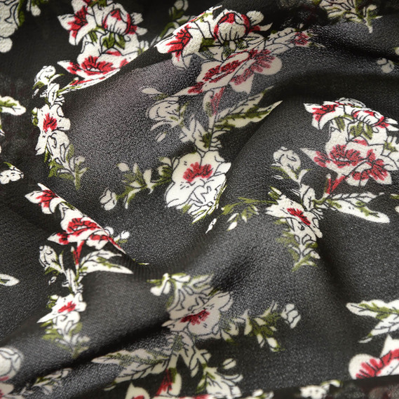 Шифон принт V-204/1 букетик чорний, фото 2