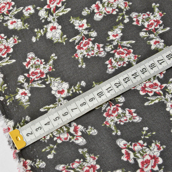 Шифон принт V-204/1 букетик чорний, фото 3