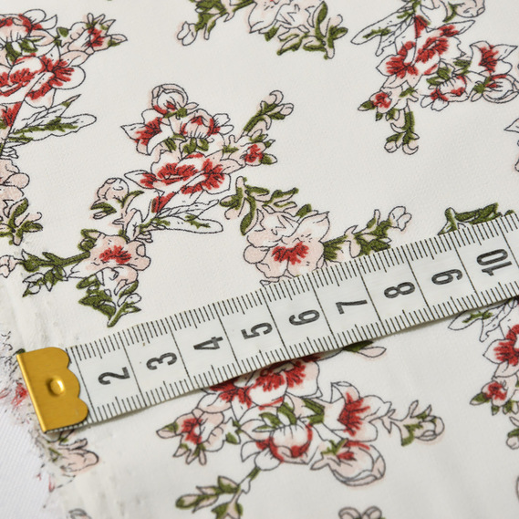 Шифон принт V-204/2 букетик білий, фото 3 Шифон принт V-204/2 букетик білий, фото 3