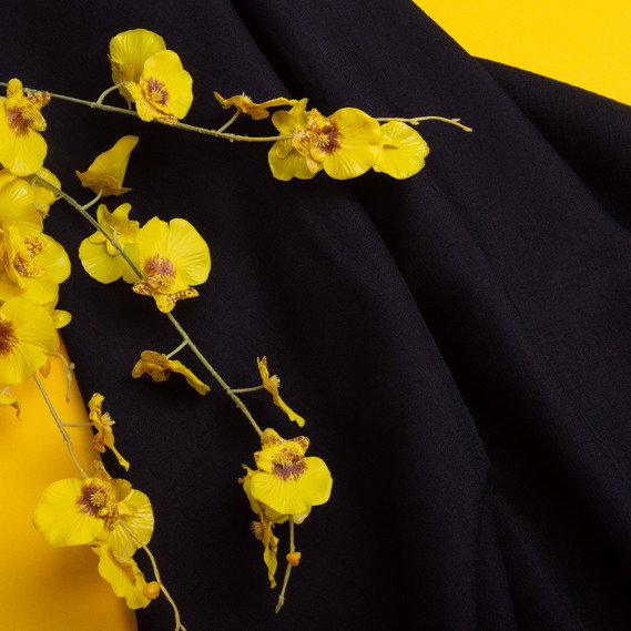 Ткань Лен однотонный Ария V-1001 чорний, фото 3