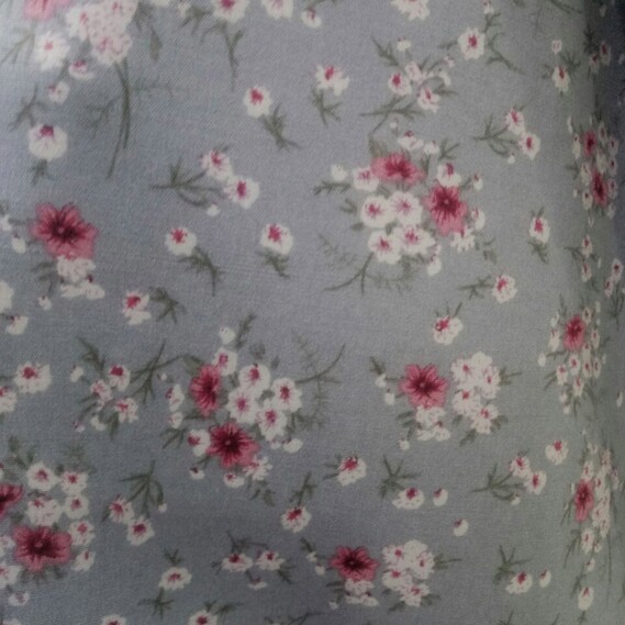 Штапель стрейч принт V-1/1 ромашки сірий, фото 2