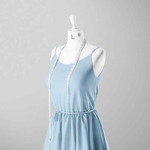 Тканина плательна штапель твіл V-6 блакитний, фото 3