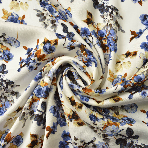 Ткань штапель твил принт, 140 см, 160 гр/м2, для платьев, блузок, юбок V-3/1 презент білий, фото 1