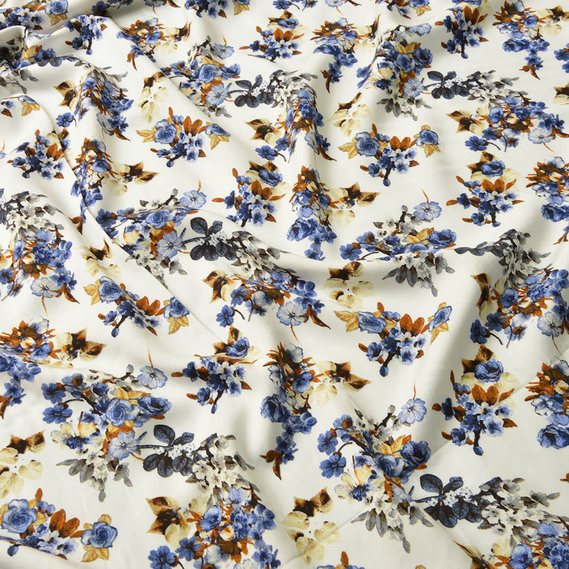 Ткань штапель твил принт, 140 см, 160 гр/м2, для платьев, блузок, юбок V-3/1 презент білий, фото 2