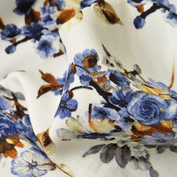 Ткань штапель твил принт, 140 см, 160 гр/м2, для платьев, блузок, юбок V-3/1 презент білий, фото 3