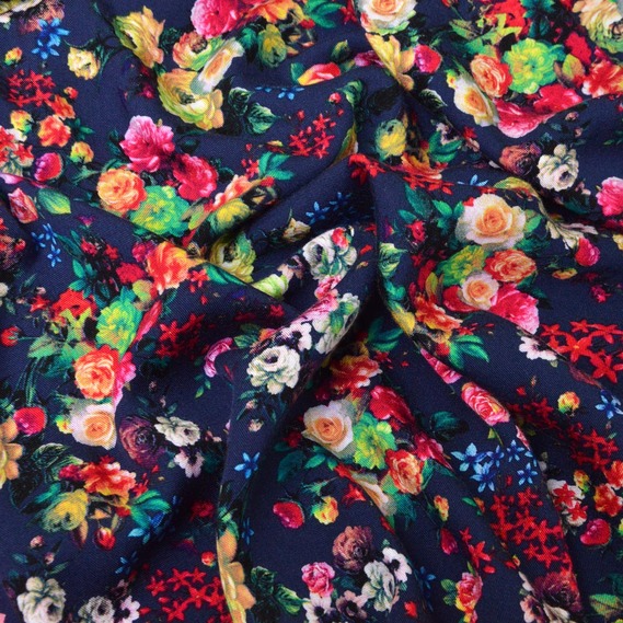 The fabric is staple twill with a print V-5/2 розалій т/синій, фото 1