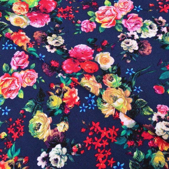 The fabric is staple twill with a print V-5/2 розалій т/синій, фото 2