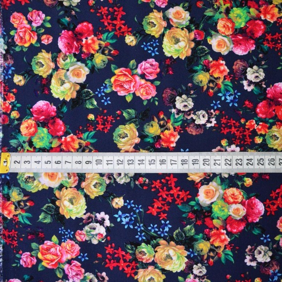 The fabric is staple twill with a print V-5/2 розалій т/синій, фото 3