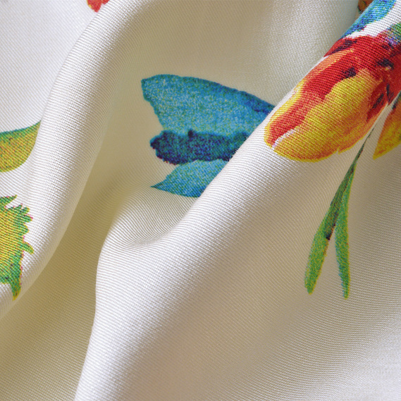 Тканина штапель твіл принт, 140 см, 160 гр/м2, для суконь, блузок, спідниць V-7/3 іриси крем, фото 3