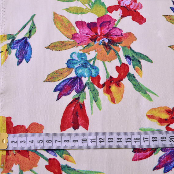 Тканина штапель твіл принт, 140 см, 160 гр/м2, для суконь, блузок, спідниць V-7/3 іриси крем, фото 4