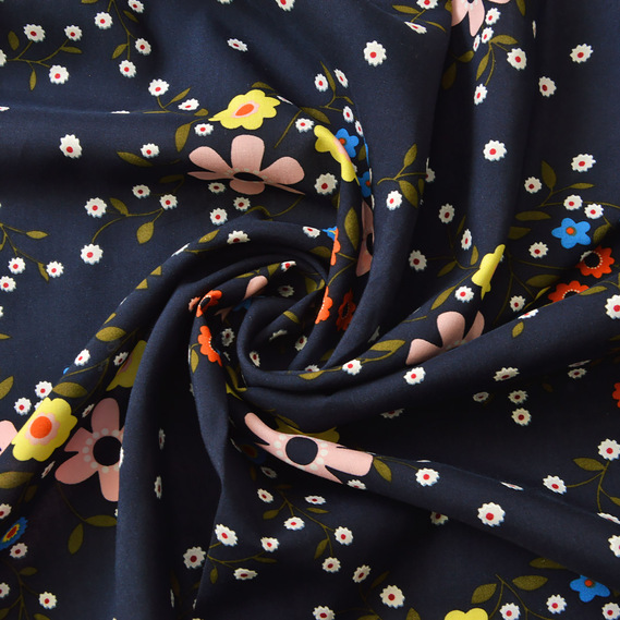 Штапель літо т/синій, Квітковий, фото 1