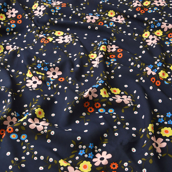 Штапель літо т/синій, Квітковий, фото 2