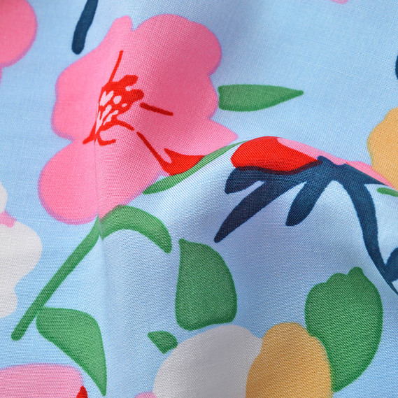 Ткань плательная вискоза штапель Эпизоды 115 гр/м2 барвінок блакитний, Квітковий, фото 3