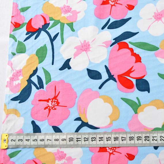 Ткань плательная вискоза штапель Эпизоды 115 гр/м2 барвінок блакитний, Квітковий, фото 4