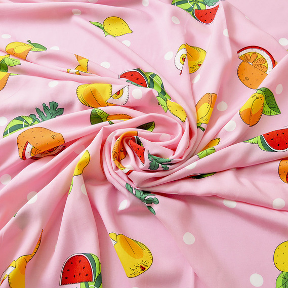 Тканына плательна віскоза штапель Епізоди 115 гр/м2 вітамінка рожева, Флора, фото 1