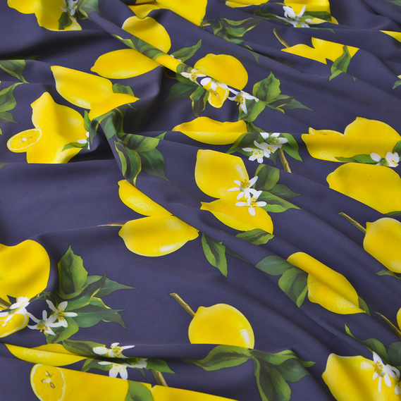 The fabric for the dress is super soft лимон т/синій, фото 1