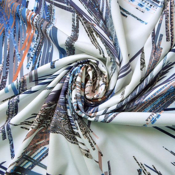 Тканина платтяна супер софт соломка синя, Абстракція, фото 1