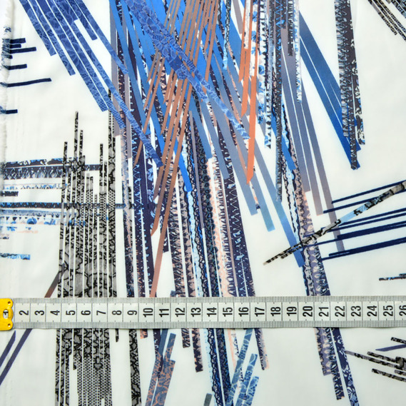 Тканина платтяна супер софт соломка синя, Абстракція, фото 3