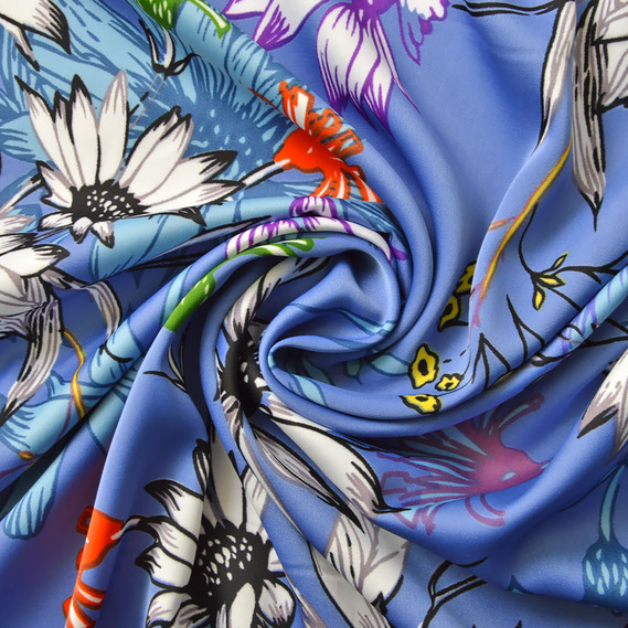 Атлас-шовк Настурція денім, фото 1