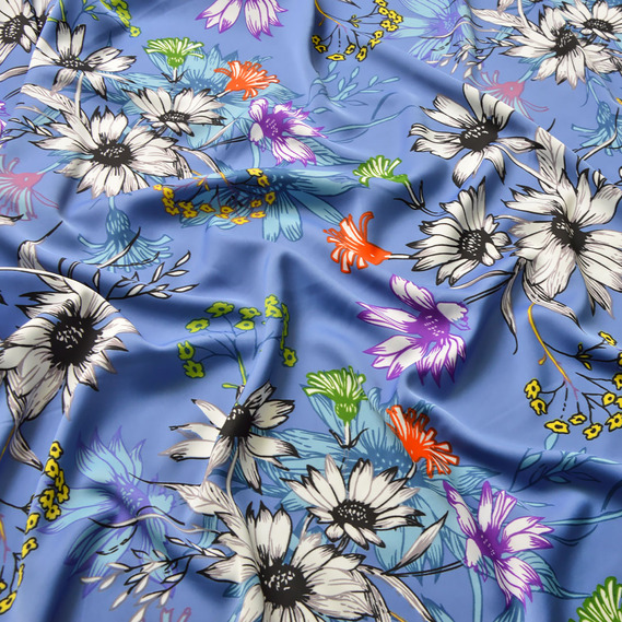 Атлас-шовк Настурція денім, фото 2