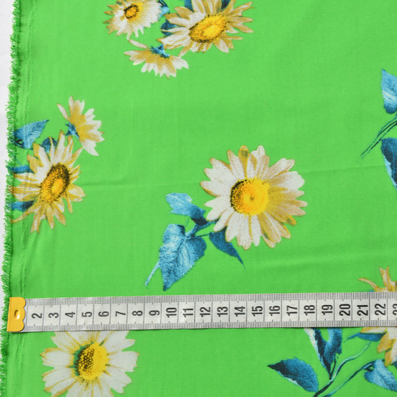 Шифон стрейч Флора ромашка салат, Квітковий, фото 4