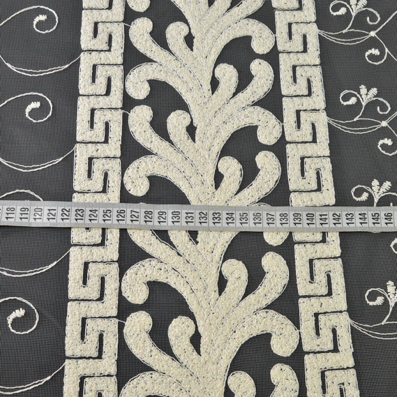 Тюль сітка з вишивкою Джанні екрю, фото 3