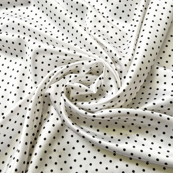 Тканина плательная атлас Горохи дріб білий, фото 1 Тканина плательная атлас Горохи дріб білий, фото 1