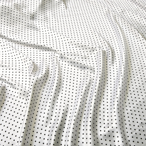 Тканина плательная атлас Горохи дріб білий, фото 2 Тканина плательная атлас Горохи дріб білий, фото 2