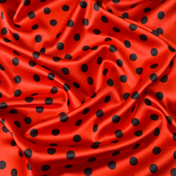 Dress fabric satin Peas серед.червоно/чорний, фото 1