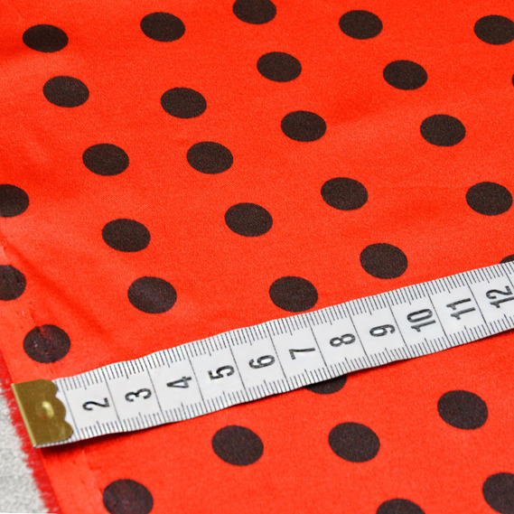 Dress fabric satin Peas серед.червоно/чорний, фото 2