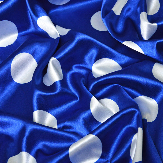 Тканина плательная атлас Горохи maxi електрик, фото 1