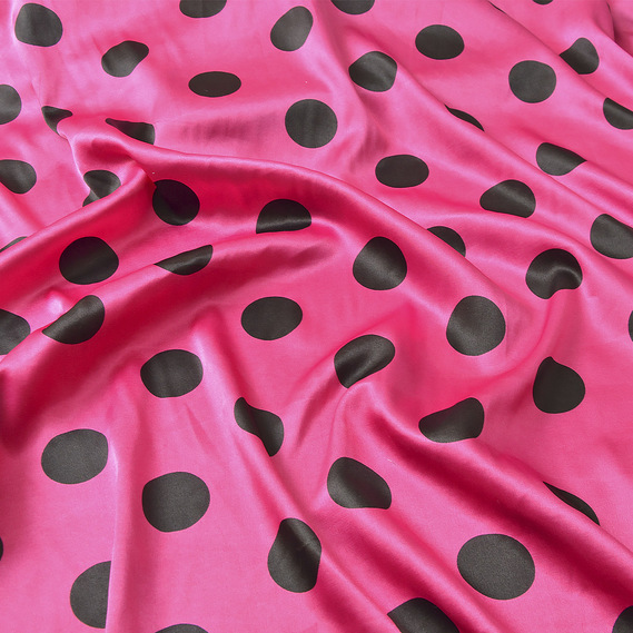 Dress fabric satin Peas maxi фуксія, фото 2