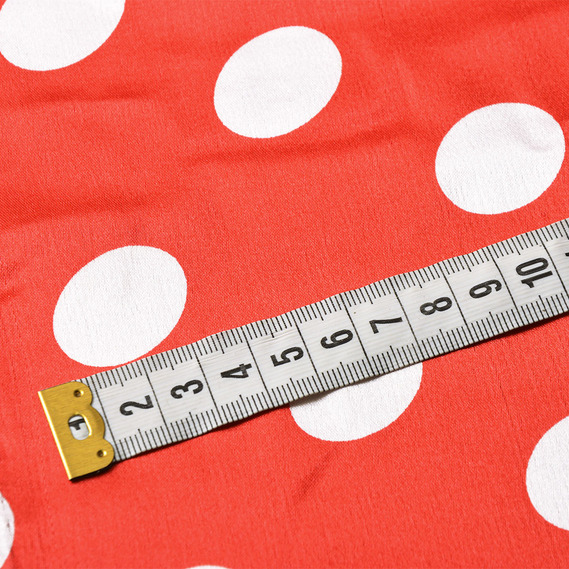 Тканина плательная атлас Горохи велик.червоно/білий, фото 4