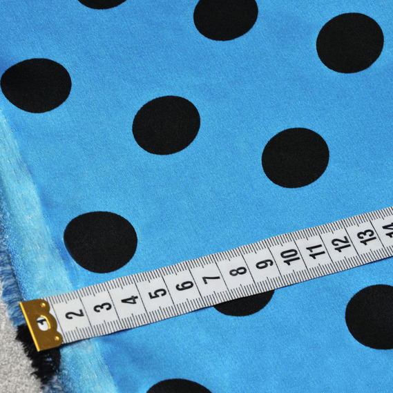 Тканина плательная атлас Горохи велик.т/блакит, фото 2