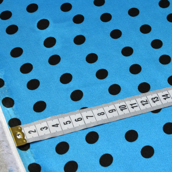 Ткань плательная атлас Горохи серед.т/блак, фото 2