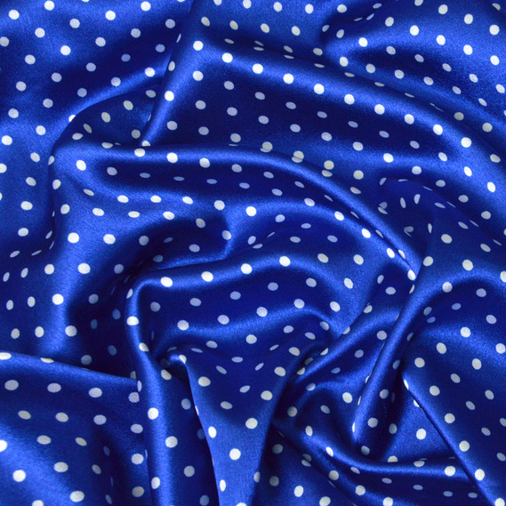 Ткань плательная атлас Горохи дріб електрик, фото 1