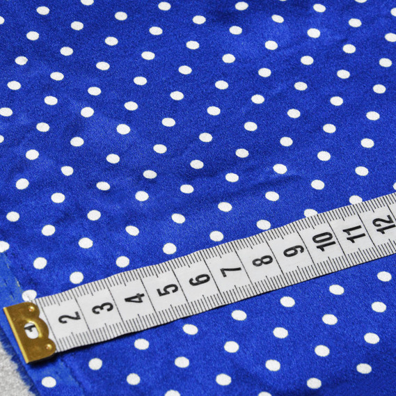 Ткань плательная атлас Горохи дріб електрик, фото 2