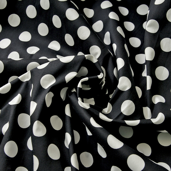 Поплін-стрейч Горох чорний, фото 1