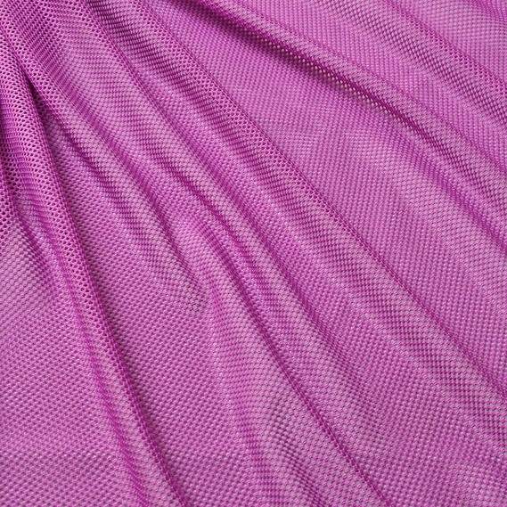 Тканина сітка Петті, 150 см, для одягу, декору, еластична стрейчева яскравий бузок, фото 2