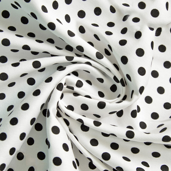 Ткнина котон стрейч Горошина білий конфеті, фото 1