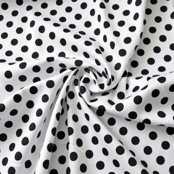 Ткань коттон стрейч Горошина білий копійка, фото 1